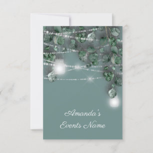 16th Bridal Shower Lights Rustic Mint Smoky Green Invitation