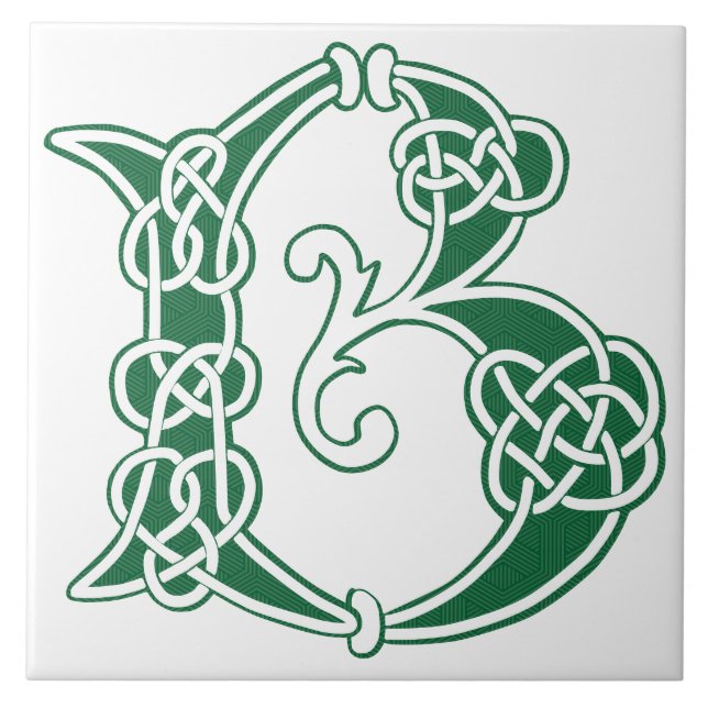 16th Century Celtic Knot Decorative Capital B Ceramic Tile (Front)