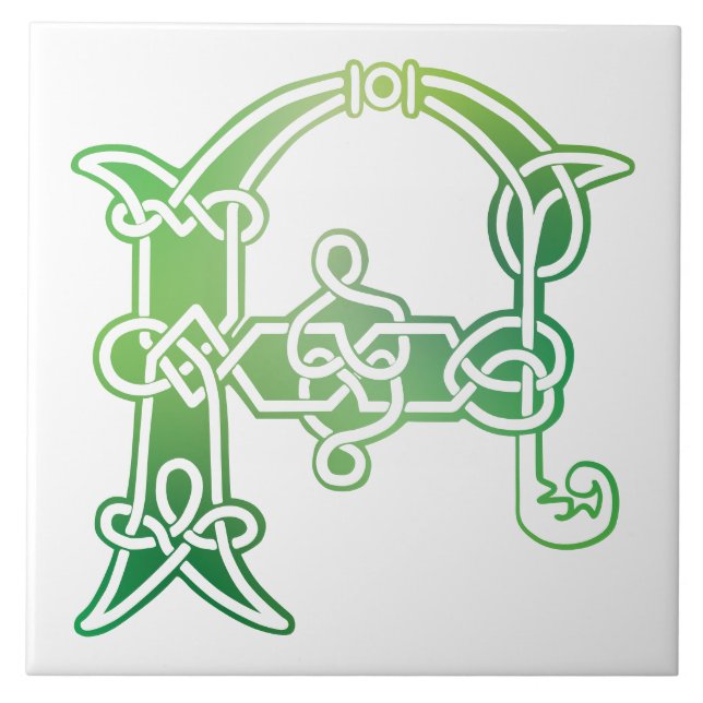 16th Century Celtic Knot Decorative Capital F Ceramic Tile (Front)