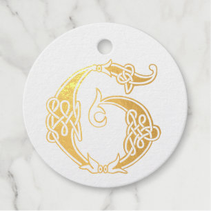 16th Century Celtic Knot Decorative Capital G Favour Tags