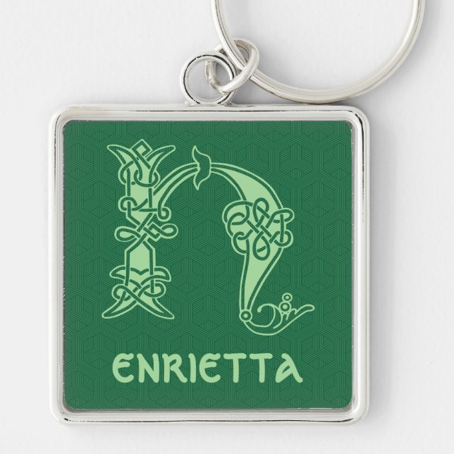 16th Century Celtic Knot Decorative Capital H Key Ring (Front)