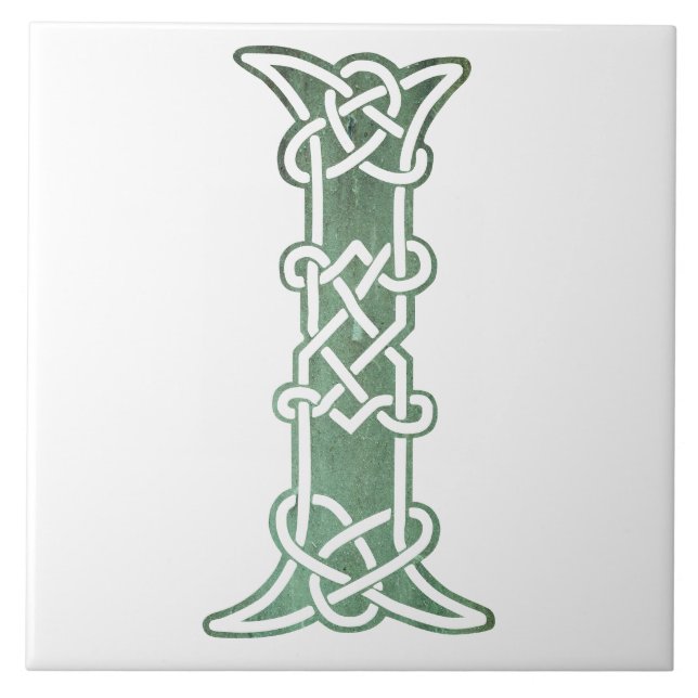 16th Century Celtic Knot Decorative Capital I Ceramic Tile (Front)
