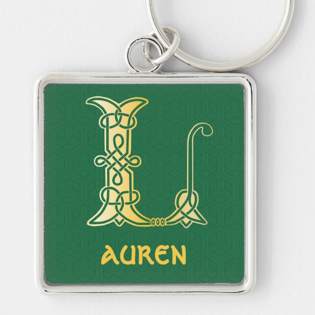 16th Century Celtic Knot Decorative Capital L Key Ring (Front)