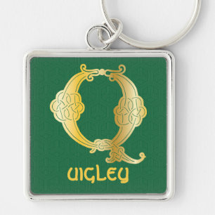 16th Century Celtic Knot Decorative Capital Q Key Ring