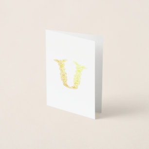 16th Century Celtic Knot Decorative Capital V Foil Card