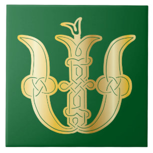 16th Century Celtic Knot Decorative Capital W Ceramic Tile