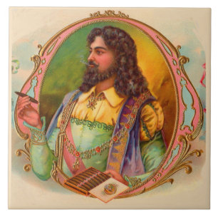 16th century cigar smoker ceramic tile