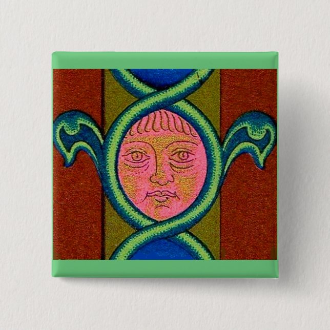 16th century found face 15 cm square badge (Front)