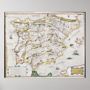 16th Century Map of Iberia Poster