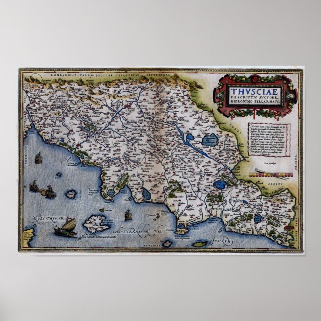 16th Century Map Of Tuscany Poster (Front)