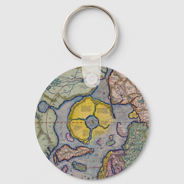 16th Century Mercator North Pole Map Key Ring (Front)