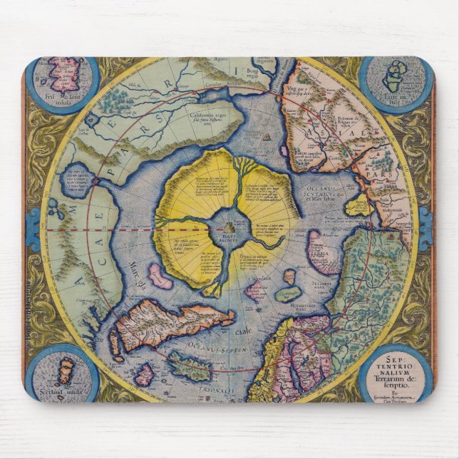 16th Century Mercator North Pole Map Mouse Pad (Front)