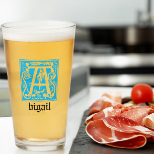 16th Century Mythic Creatures Decorative Capital A Glass