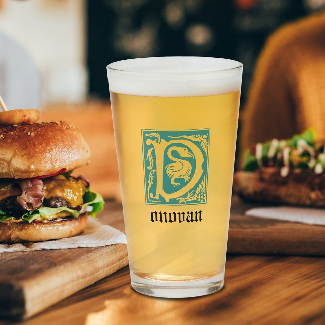 16th Century Mythic Creatures Decorative Capital D Glass (Creator Uploaded)