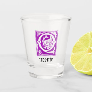 16th Century Mythic Creatures Decorative Capital Q Shot Glass