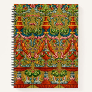16th century winged sphynx fountain flowers fronds notebook