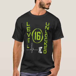 16th Gamers Birthday Gamer Level 16 Unlocked T-Shirt