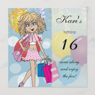 16th Girls Birthday Party Invitation