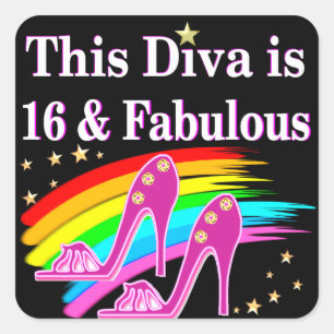 16TH PINK SHOE QUEEN SQUARE STICKER