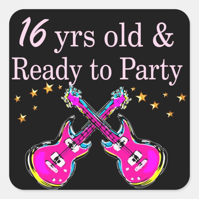 16TH ROCK STAR SQUARE STICKER (Front)