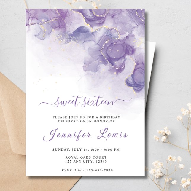 16th Soft Purple Lavender Elegant Birthday Party Invitation (Creator Uploaded)