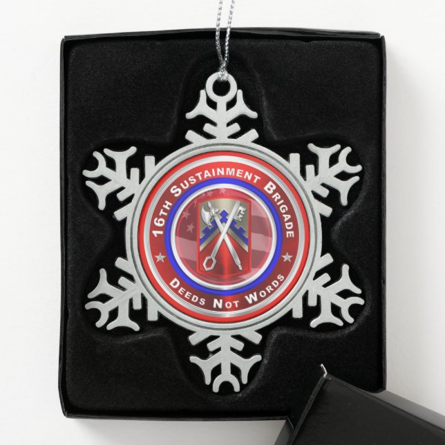 16th  Sustainment Command  Snowflake Pewter Christmas Ornament (Box)