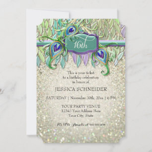 16th Sweet Sixteenth Birthday Party Ticket Invitation