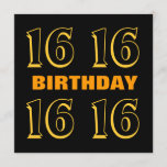 16th Teen Birthday Modern Gold and Black W1015 Card<br><div class="desc">This modern design in gold and black is an elegant way to invite your guests to a teen's 16th birthday party. Customise with your birthday details on the back. You can change the background colour or the text colour for a different look. I recommend the ice hued metallic paper, which...</div>