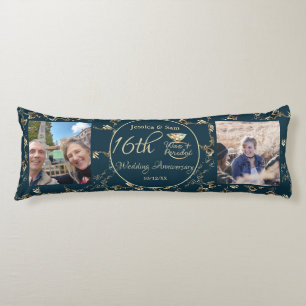 16th Wedding Anniversary 2Photos Candles & Statice Body Cushion