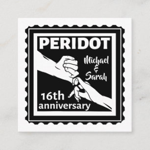 16th wedding anniversary black and white hands enclosure card