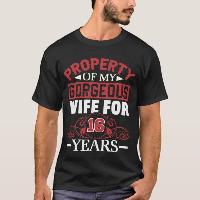 16th Wedding Anniversary Gift for Husband 16 Years T-Shirt (Front)