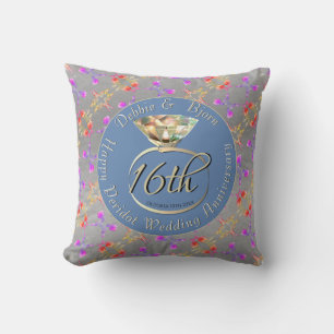 16th Wedding Anniversary Peridot & Sea Lavender  T Cushion