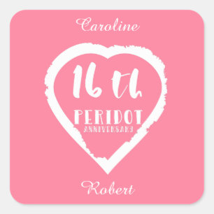 16th Wedding anniversary traditional peridot Square Sticker