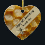 16th Wedding Anniversary, Wax Keepsake Heart Ceram Ceramic Ornament<br><div class="desc">Wax is the traditional gift for a sixteenth wedding anniversary. This ceramic keepsake heart is decorated with an image of honey comb Bees Wax,  with a matching banner and editable text. A lovely gift.</div>