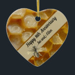 16th Wedding Anniversary, Wax Keepsake Heart Ceram Ceramic Ornament<br><div class="desc">Wax is the traditional gift for a sixteenth wedding anniversary. This ceramic keepsake heart is decorated with an image of honey comb Bees Wax,  with a matching banner and editable text. A lovely gift.</div>