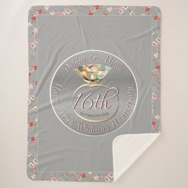 16th Wedding Wax Peridot Anniversary Sherpa Blanket (Front)