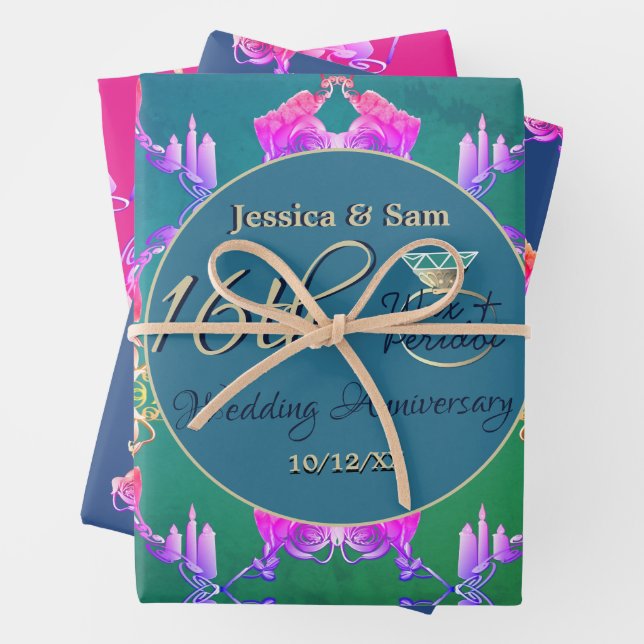 16th Wedding Wax, Statice Flower Wrapping Paper Sheet (In situ)