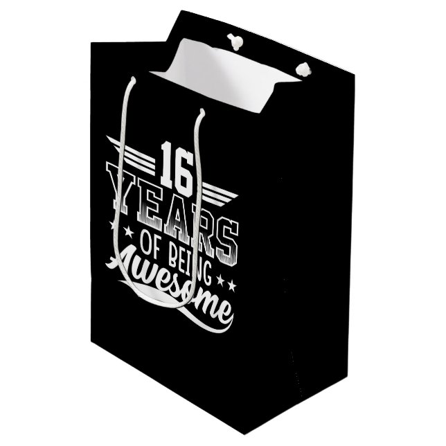 16th year awesome Birthday word art  Medium Gift Bag (Front Angled)
