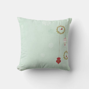16x16 Blue Christmas Ornament Throw Pillow