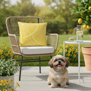 16x16 Yellow Meyer Lemon Print Outdoor Pillow