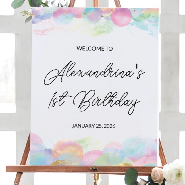 16x20" Colourful Rainbow Bubble Welcome Birthday Poster (Creator Uploaded)