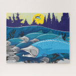 16x20 Fishing Puzzle for Colorblind People<br><div class="desc">Salmon running at sundown and someone's cast their fly... all in shades of blue,  yellow,  grey,  black and white. This is a perfect puzzle for the fishing enthusiast who also happens to be living with the most common form of colour blindness.</div>