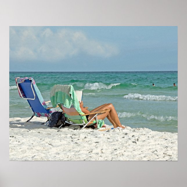 16x20 Painting Print Relaxing On The Beach (Front)