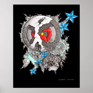 16X20 PRINT OF "A GUY LOSES HIS HAT" Blk Bgnd