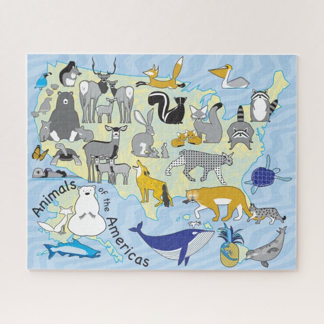16x20 US Animals Puzzle for Colorblind People (Horizontal)