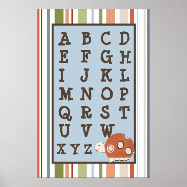 16x24 Nursery Art ABC Chart Laguna Beach Turtle Fr (Front)