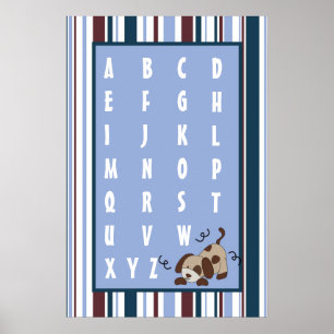 16x24 Nursery Art ABC Chart Lil League Puppy Dog