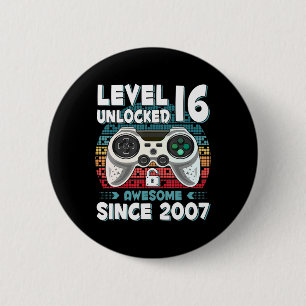 16yr BDay Son Boy Fun Gamer 16th 16 Year Old Birth 6 Cm Round Badge