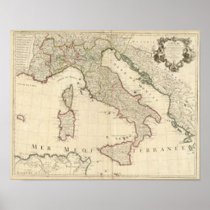 1700 Map of Italy Poster