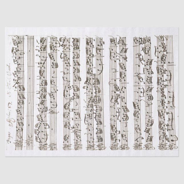 1700 Music Fugue Composition Handwritten with Note Tissue Paper (Front)